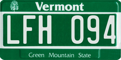 VT license plate LFH094