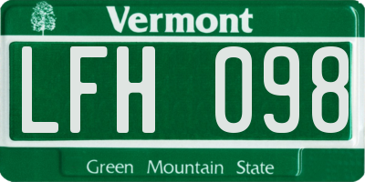VT license plate LFH098