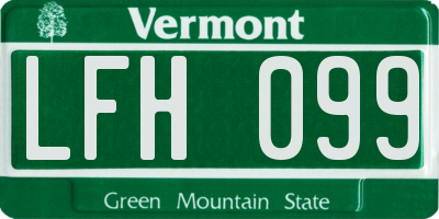 VT license plate LFH099