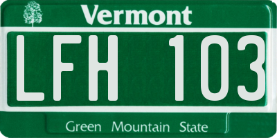 VT license plate LFH103