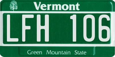 VT license plate LFH106