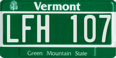 VT license plate LFH107