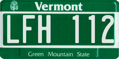 VT license plate LFH112