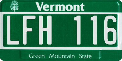 VT license plate LFH116