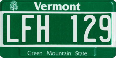 VT license plate LFH129