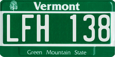 VT license plate LFH138