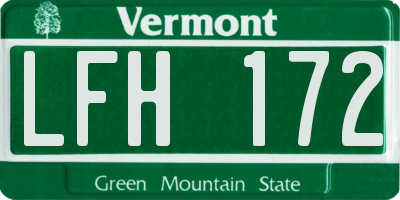 VT license plate LFH172