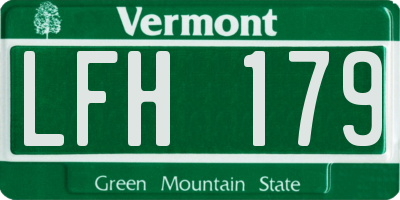 VT license plate LFH179