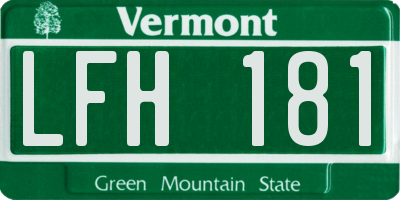 VT license plate LFH181