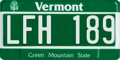 VT license plate LFH189