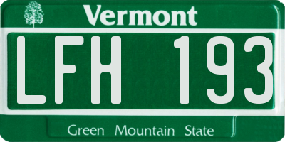 VT license plate LFH193
