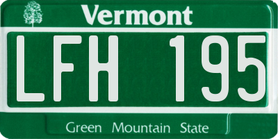 VT license plate LFH195