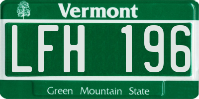 VT license plate LFH196
