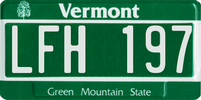 VT license plate LFH197