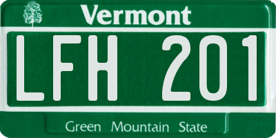 VT license plate LFH201