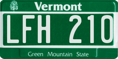 VT license plate LFH210