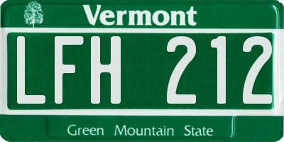 VT license plate LFH212