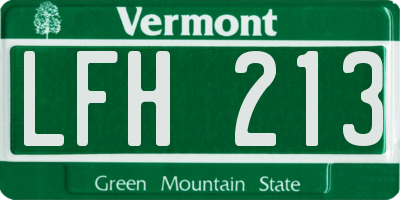 VT license plate LFH213
