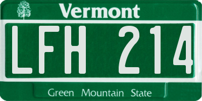 VT license plate LFH214