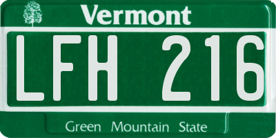 VT license plate LFH216