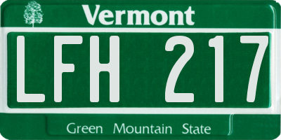 VT license plate LFH217