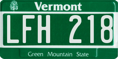 VT license plate LFH218