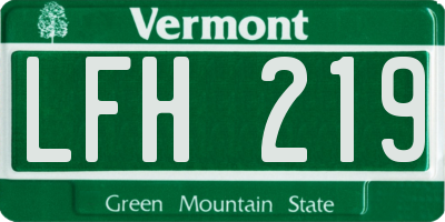 VT license plate LFH219