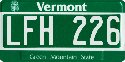 VT license plate LFH226