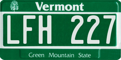 VT license plate LFH227
