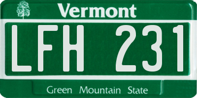 VT license plate LFH231