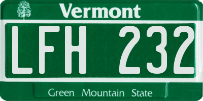 VT license plate LFH232
