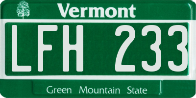 VT license plate LFH233