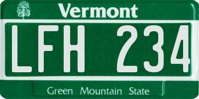 VT license plate LFH234