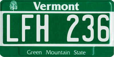 VT license plate LFH236