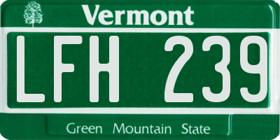 VT license plate LFH239