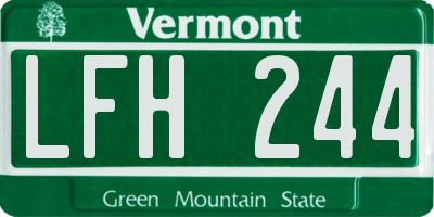 VT license plate LFH244