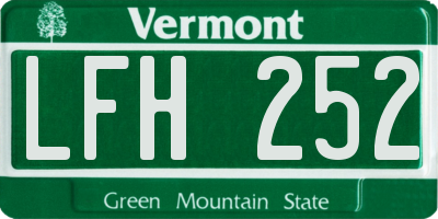 VT license plate LFH252