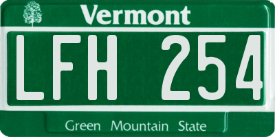 VT license plate LFH254