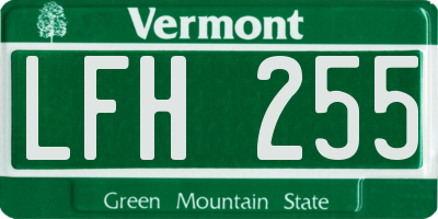VT license plate LFH255