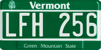 VT license plate LFH256