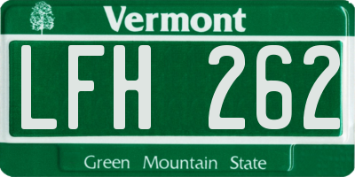 VT license plate LFH262