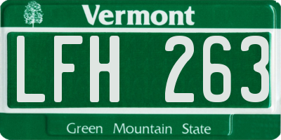 VT license plate LFH263