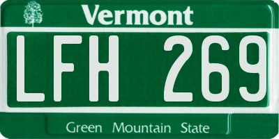 VT license plate LFH269
