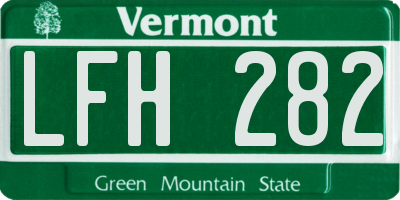 VT license plate LFH282