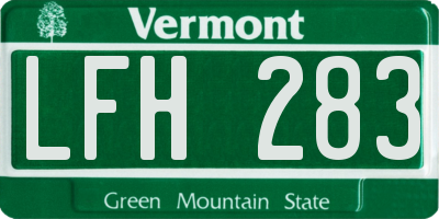 VT license plate LFH283