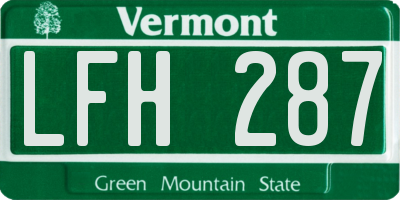 VT license plate LFH287