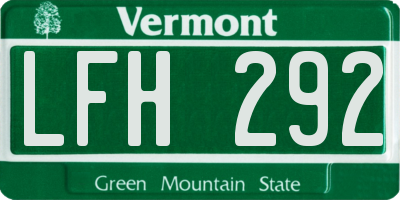 VT license plate LFH292