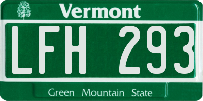VT license plate LFH293