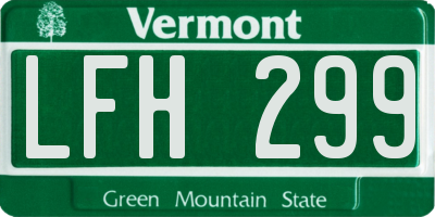 VT license plate LFH299