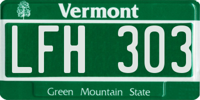 VT license plate LFH303